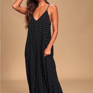 Lulus, Yours Tule Black Floral Print Maxi Dress, Size M/L